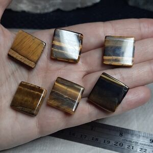 20mm Tiger’s Eye Cabochons (6pcs) Square Mosaic Tiles – Jewelry Making